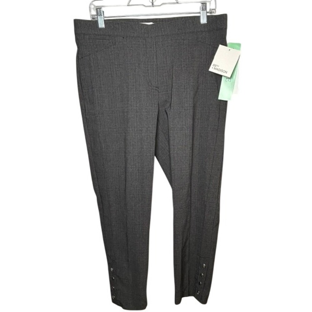 NWT 89th + Madison Women's Charcoal Gray Pull On Ankle Dress Pants LG Petite